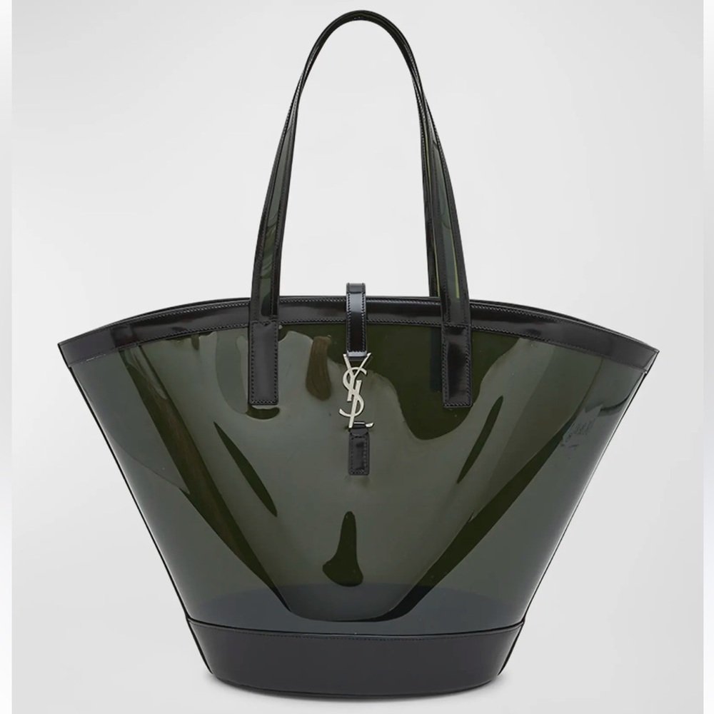NEW Saint Laurent Black and Green Tote Bag with Cassandre YSL Logo